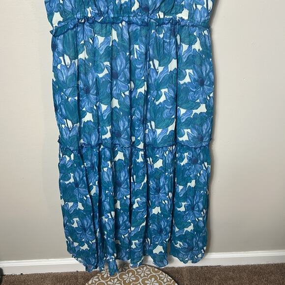 NEW Sundance periwinkle floral Maren Meadow sleeveless tiered dress - Picture 7 of 15